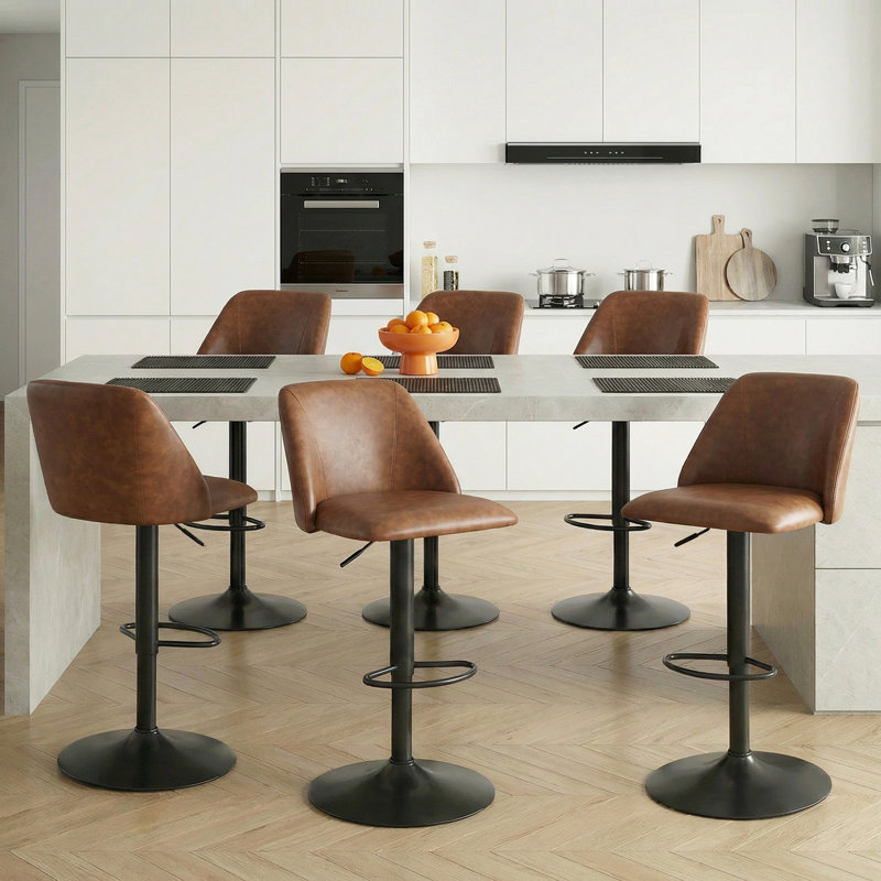 Chaise de bar pivotante à hauteur réglable, Brown