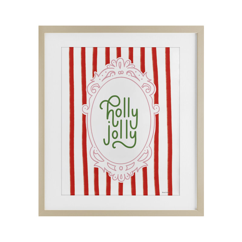 Impression encadrée sous verre Holly Jolly Ornate, Cadre de récolte en pin, H 16 po x l 13 po