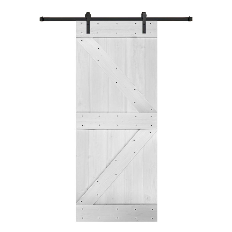 Porte de grange en bois massif DIY 3 en 1 pour chambres, espaces de rangement, placards, 26 po x 84 po, Blanc