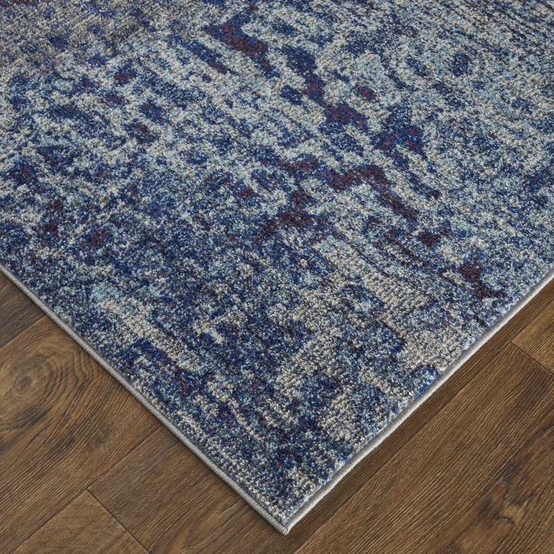 Groh Paras Abstract Contemporary Area Rug, Blue/Purple, Rectangle 2'8" x 8'