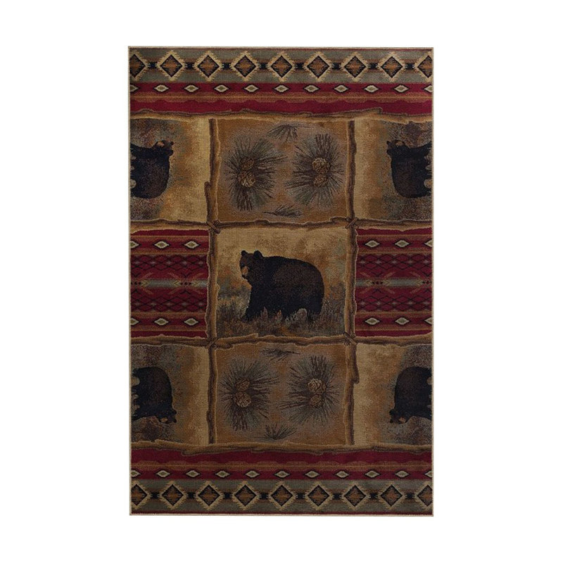 Tapis multicolore à motif d'ours et de marguerites, Tapis de couloir 3 pi 3 po x 6 pi 7 po