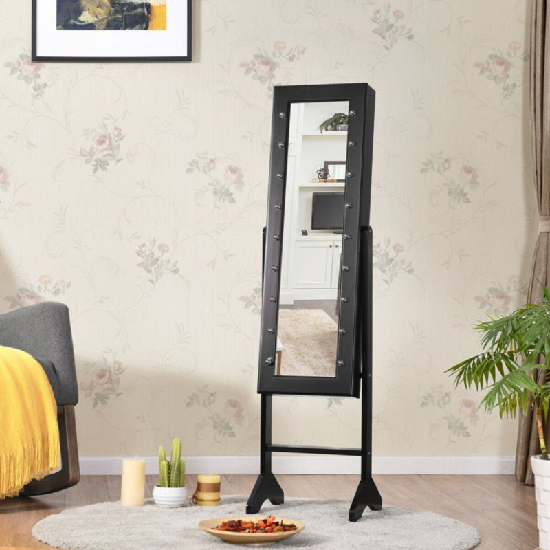 Armoire à bijoux avec miroir Bhanweri, Noir