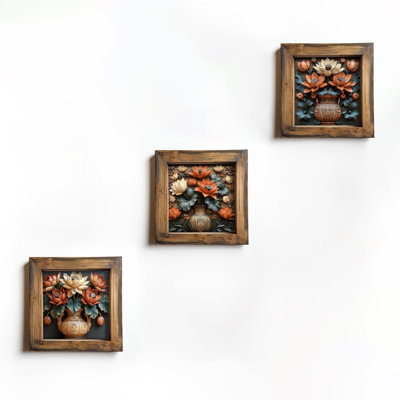 Ensemble de 3 peintures élégantes, 16 x 16 x 0,8 po | 100% panneau de fibres à densité moyenne avec impression UV, encadré en bois d'épinette à 100% | Parfait pour le salon, la chambre à coucher et le bureau, art mural accrocheur