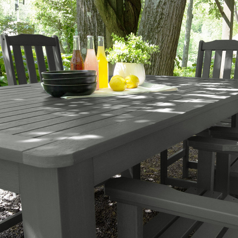 Midwest 6 - Person Patio Dining Set with Rectangular Table, Coastal Teak, 36'' H x 42'' W x 72'' L