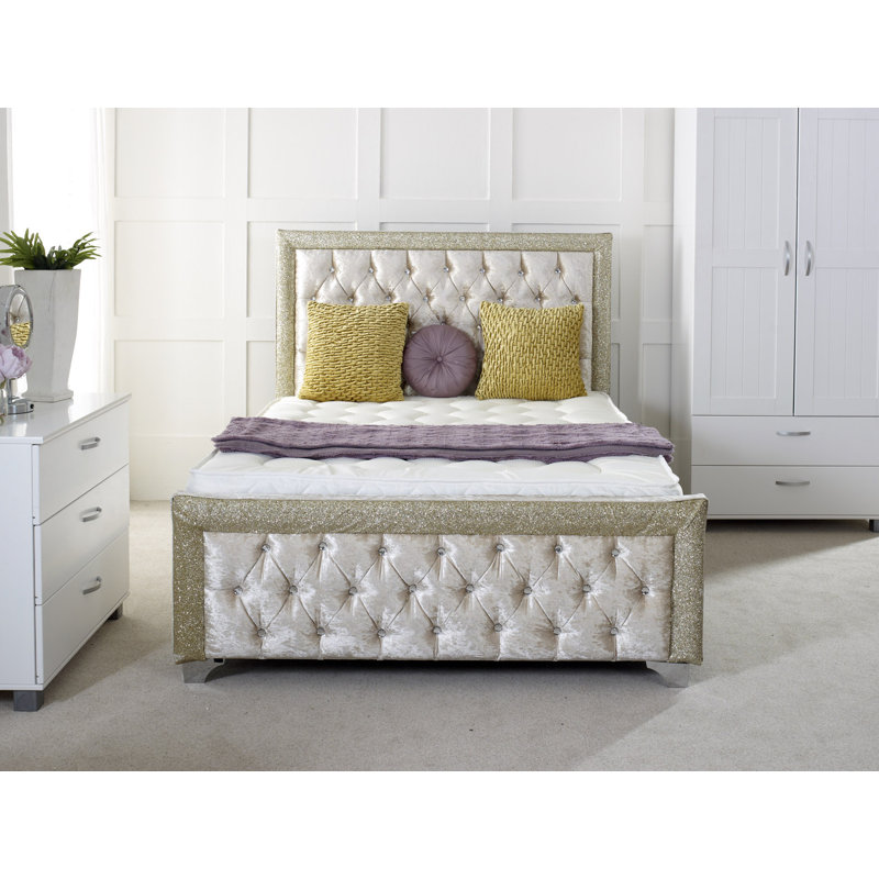 Maddison Upholstered Bed, Double (4'6), Silver