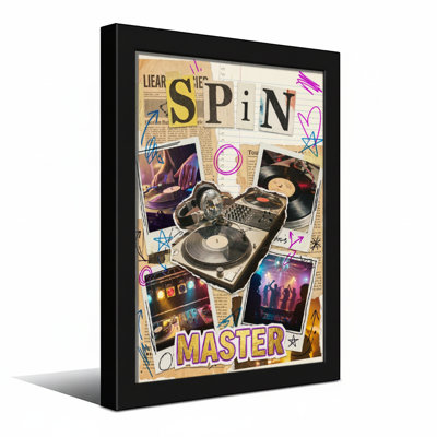 Fashion Vinyl Records Turntable Dance Party Music Stars Art Collage