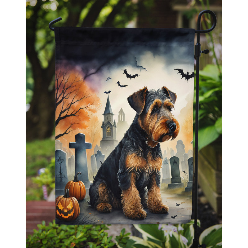 Drapeau de jardin Airedale Terrier Spooky Halloween