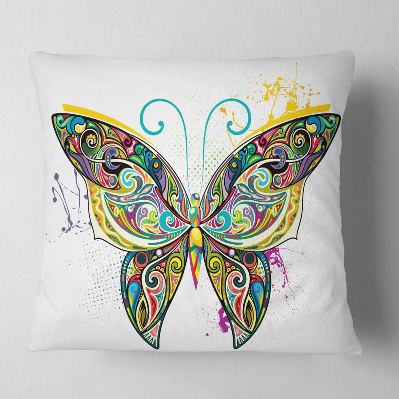 Coussin ajouré imprimé floral, Coussin décoratif, 16 po x 1 po