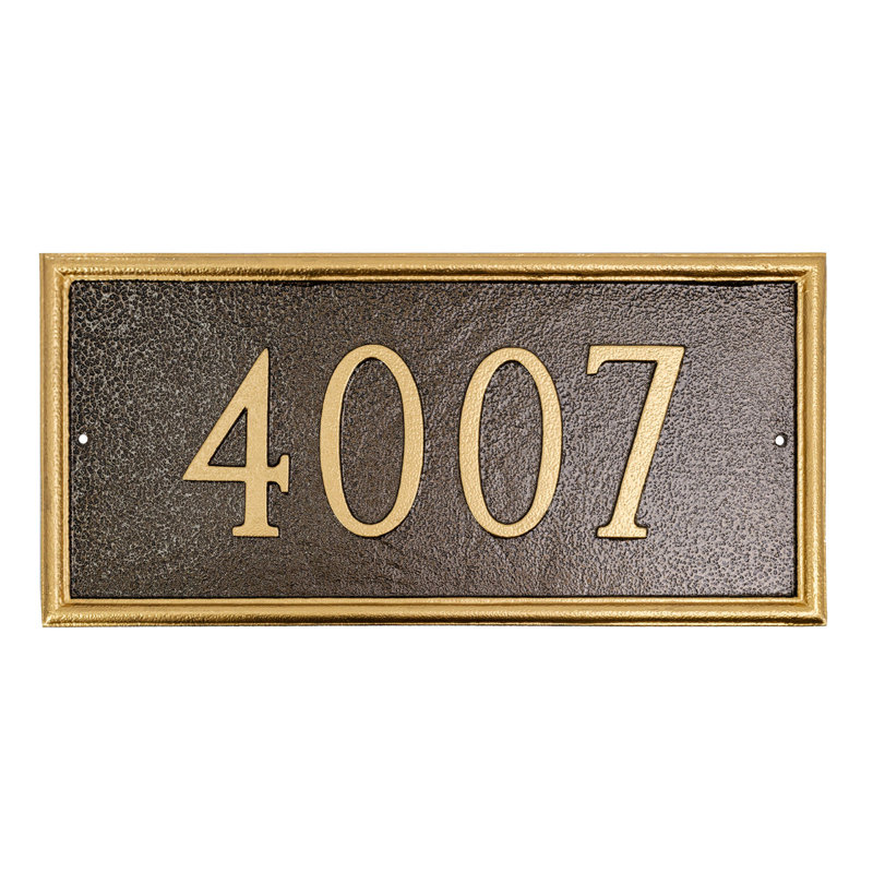 Plaque d’adresse murale sur 1 ligne melilla, Marine / doré, Oui
