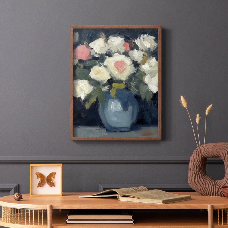 FLORAL DCX Series - Impression encadrée de qualité supérieure - Prêt à accrocher - Aucun clou requis, Noyer