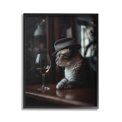 Classy Cat at Bar Framed Giclee Art by Ziwei Li