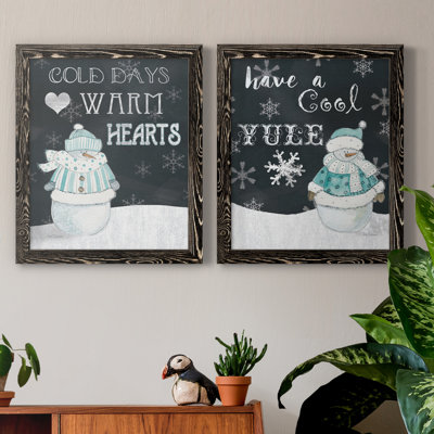 «Cold Days Warm Hearts», ensemble de 2 reproductions d'art textuel