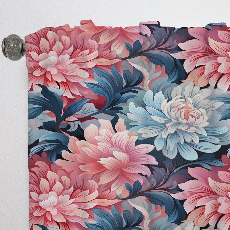 Pink And Purple Damask Geometry Blend - Bohemian Curtain - Velvet Room Darkening - 1 Panel, 52" W x 95" L