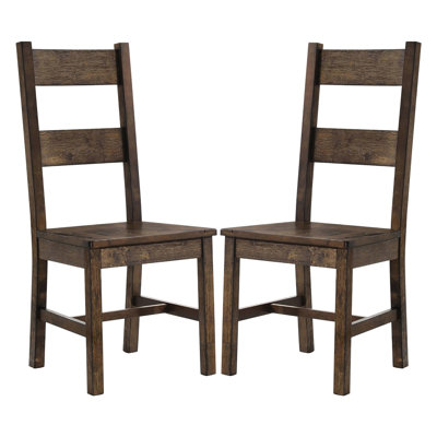 2 Rustic Golden Brown Back Chairs For Dining Area - Rustic, Color, Rubberwood, 41.91"X18.5"X20.96", 300 Lbs Load Capacity 2Pcs Interior, Brown, 41.91" H X 18.5" W 20.96" D, Weight
