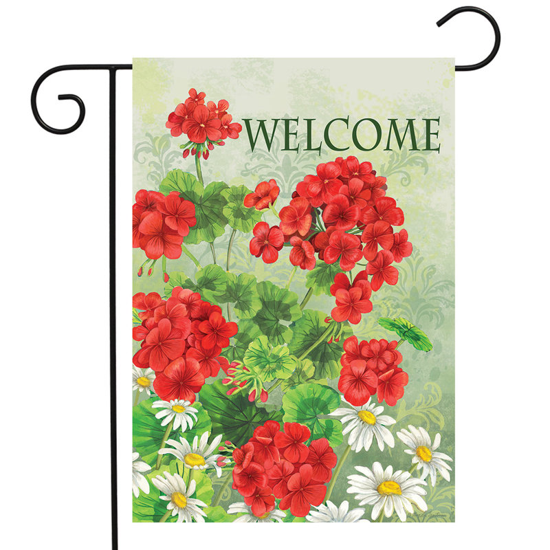 Red Geraniums Summer Garden Flag