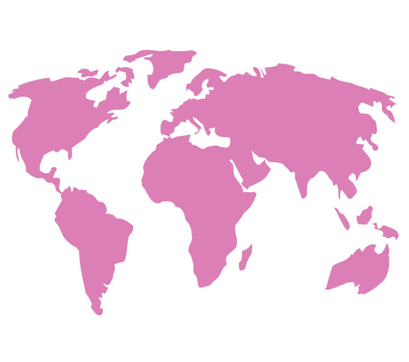 Décalcomanie murale carte du monde, H 22 po x l 32 po x P 0,01 po, Gomme à bulles