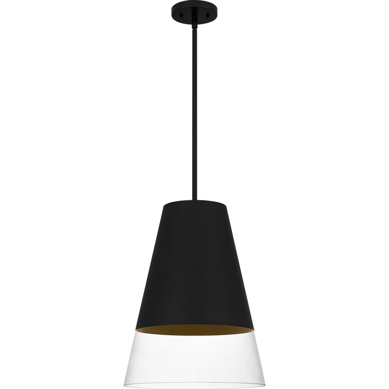 Luminaire suspendu en or brossé 1 lumière Crowne, Noir brossé