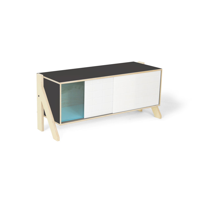 Margret 115cm Sideboard, Inky Black and Orange/White