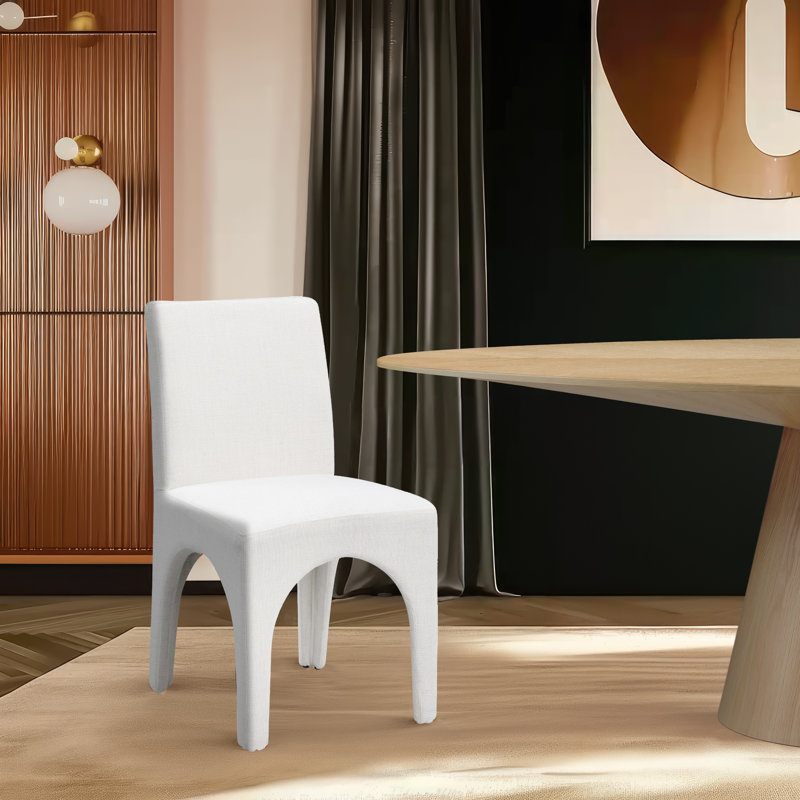 Gramercy Linen Textured Fabric Dining Chair, Cream Linen Textured Fabric