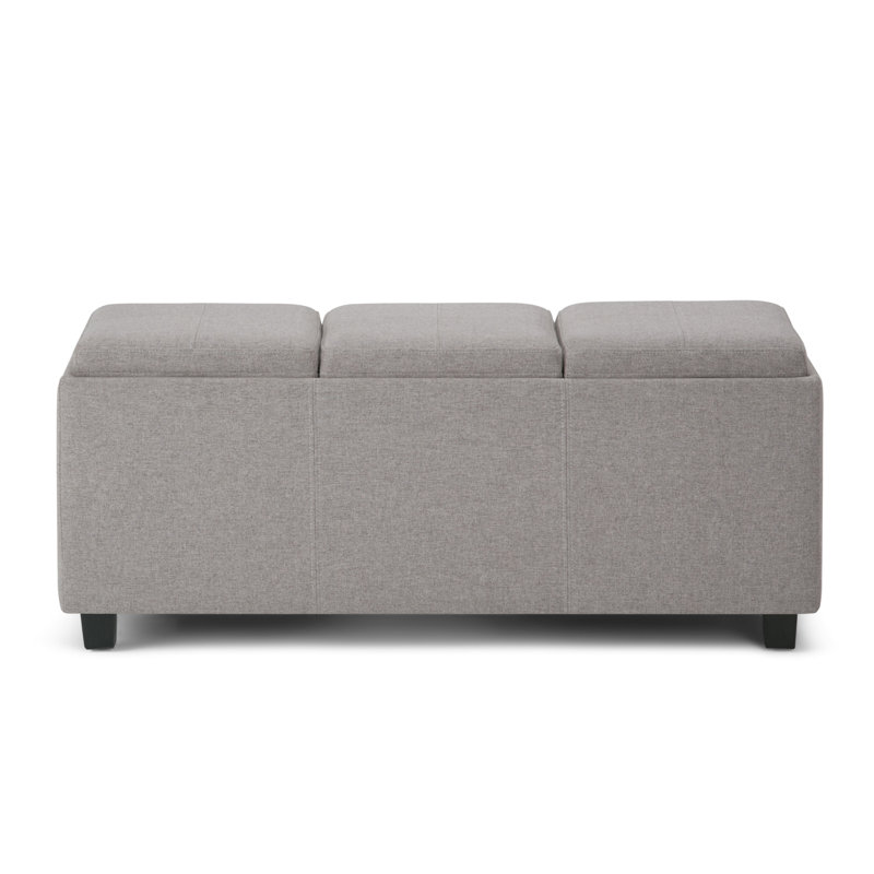 Avalon 42"W Upholstered Contemporary Rectangular Flip-Top Storage Ottoman with Hidden Storage