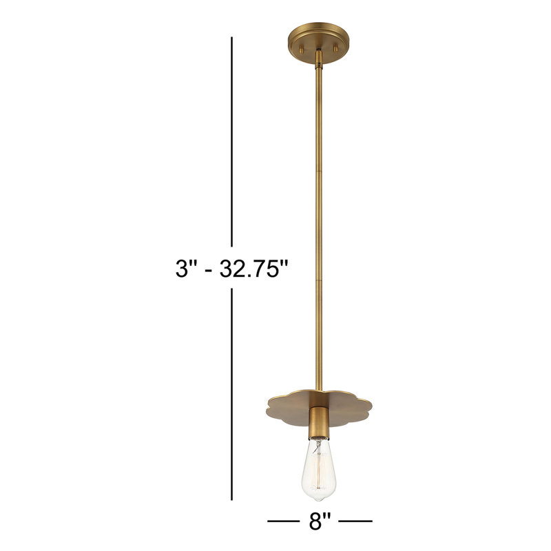 Luminaire suspendu à 1 lumière Thane, Laiton naturel