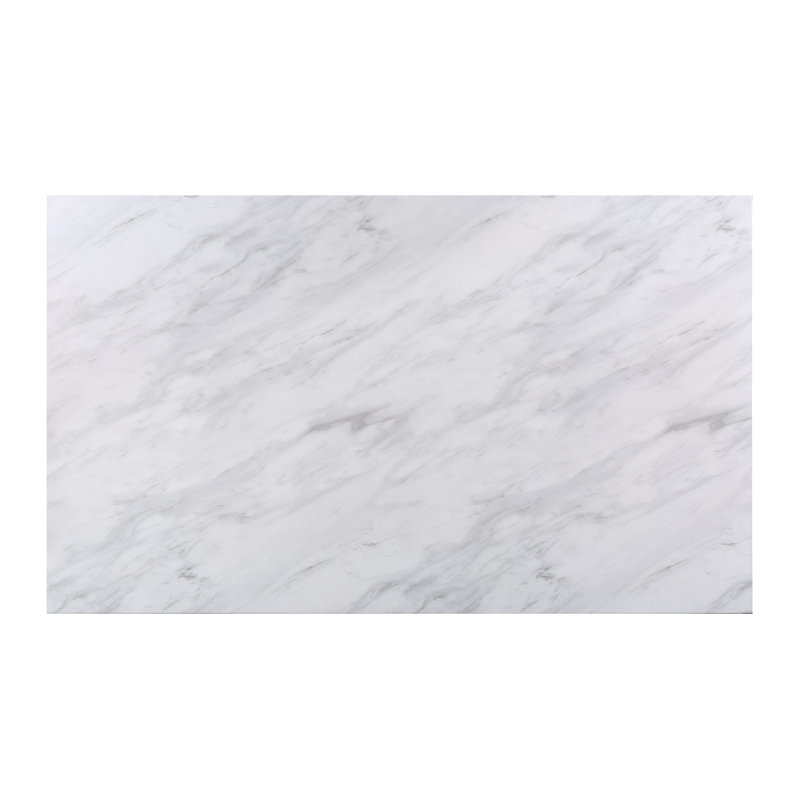 Weathered Gray Dining Table with Faux White Marble Top