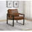 Rosalind Faux Leather Track-Arm Accent Chair with Metal Frame, Brown-1916206734