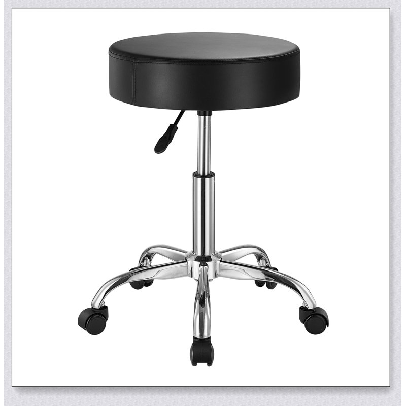 Tabouret pivotant en cuir PU épais, réglable en hauteur et équipé de roulettes, idéal pour les salons de coiffure, les spas et les cliniques, pouvant supporter jusqu'à 204 kg.
