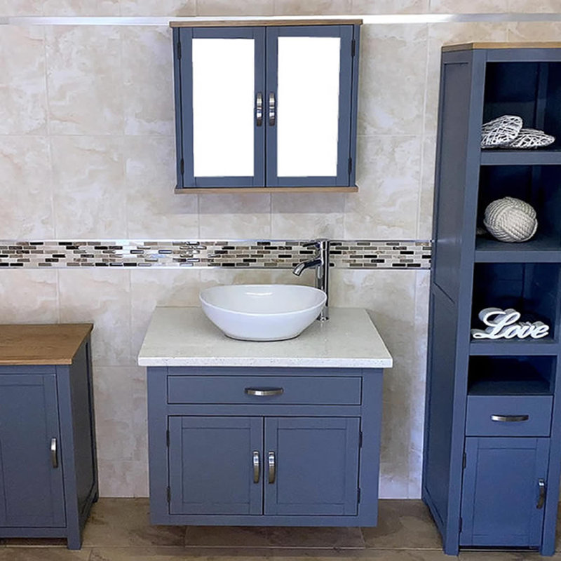 Braunste 750mm Single Bathroom Vanity with Vessel Ceramic Basin, White Quartz