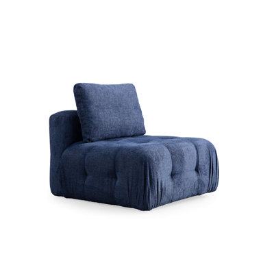 Élégant canapé 1 place, bleu marine | Cadre en bois de hêtre et en carton, 35,4 x 39,4 x 25,6 pouces | Tissu 100% polyester, mousse douce et dossier en plumes | Comprend les coussins | Parfait pour les salons modernes et les espaces confortables