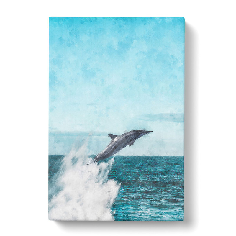 Jumping Dolphin - Wrapped Canvas Print, 76cm H x 50cm W x 3cm D