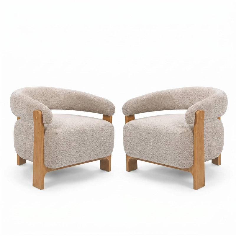 Fauteuil demi-tonneau Garrison, 2, Light Taupe Boucle