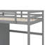 Lit mezzanine en bois pleine grandeur avec tablettes de rangement intégrées pour garde-robe et éclairage DEL-153159049