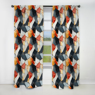 Multicolore marbre mosaïque harmonie motif I - rideau occultant marbre abstrait - 1 panneaux