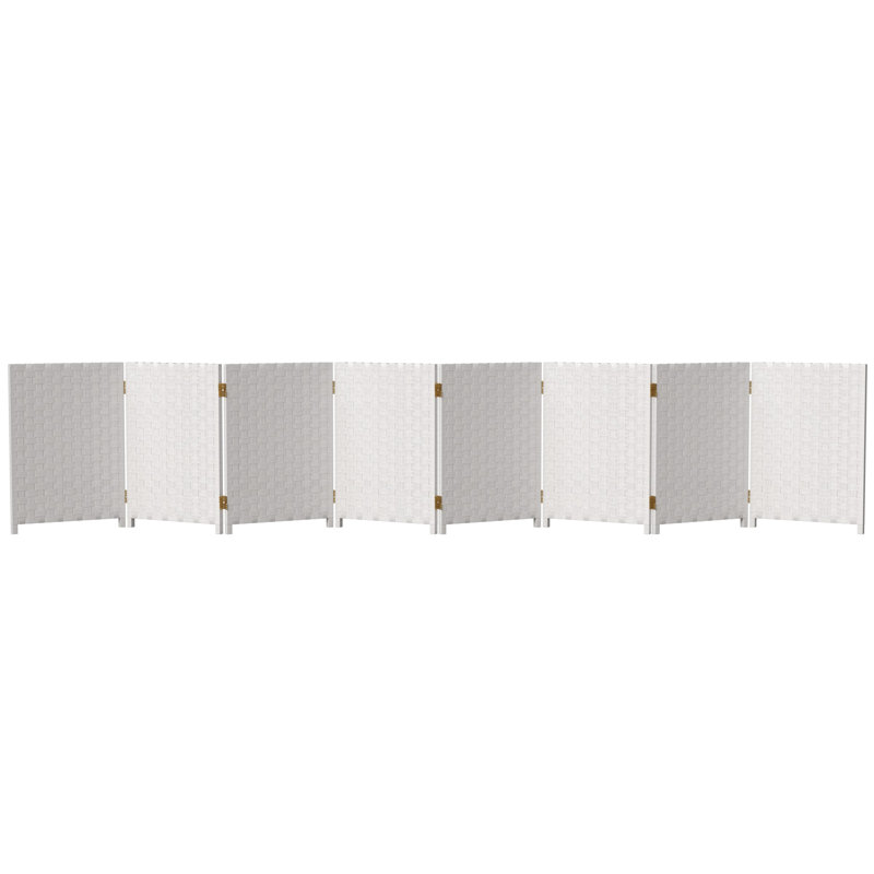 Akrivi Paravent court en fibre tissée, 8, Blanc