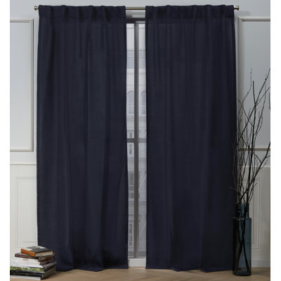 Nicole Miller Faux Linen Slub Textured Hidden Tab/Rod Pocket Top Light Filtering Curtain Panel Pair