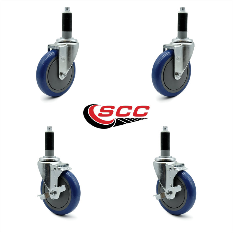 4-Piece Polyurethane Caster Set, Blue