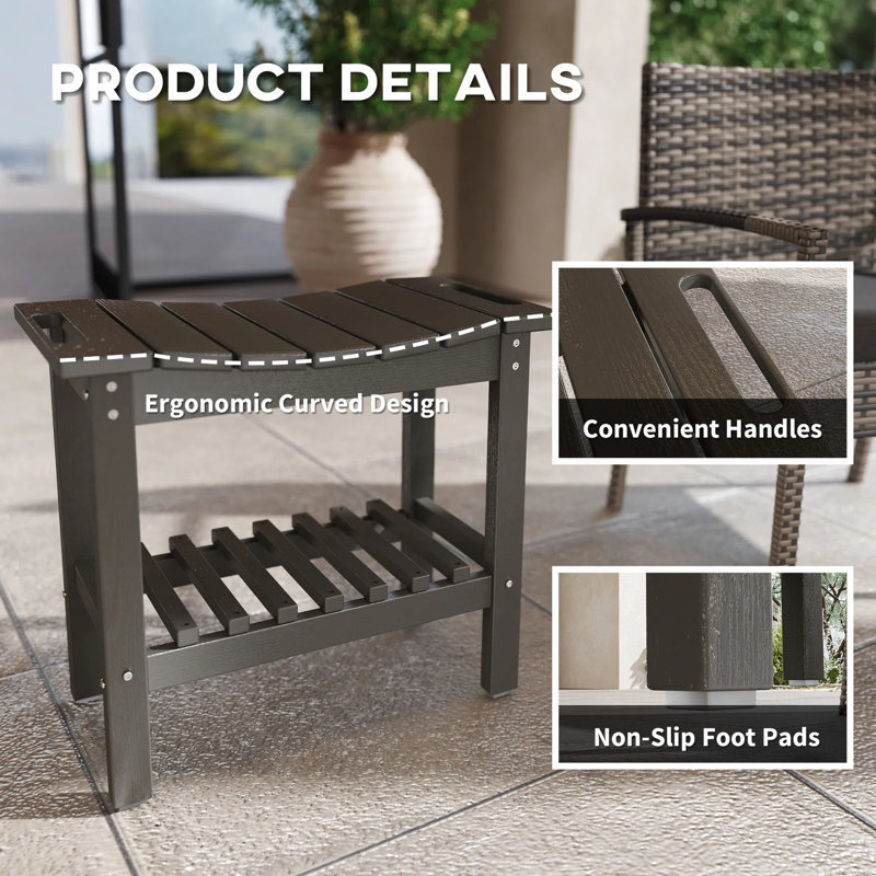 2‑tier Outdoor Shower Bench, All‑weather Durable Multipurpose Seating Storage Stool For Courtyard Garden Indoor Bathroom Daily Use