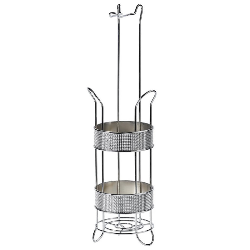 Support de rangement pour papier hygiénique en métal argenté de 24 po de hauteur