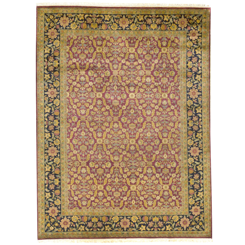 High-Quality Hand-Knotted Black And Gold Area Rug