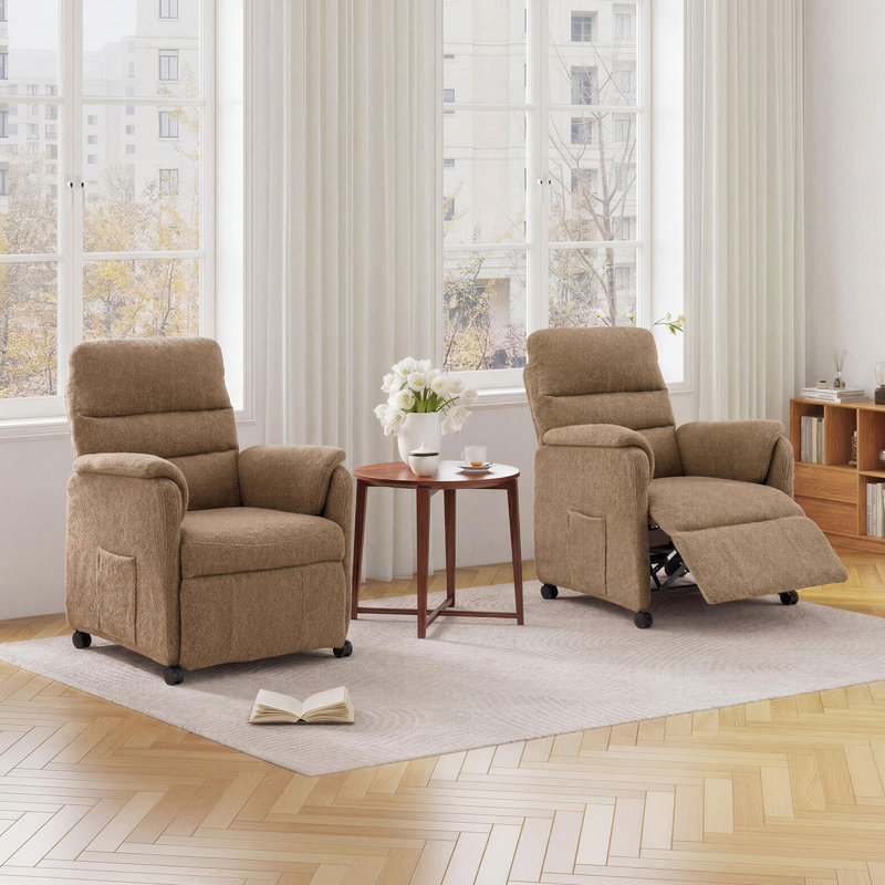 Fauteuil inclinable manuel moderne en tissu, Brun