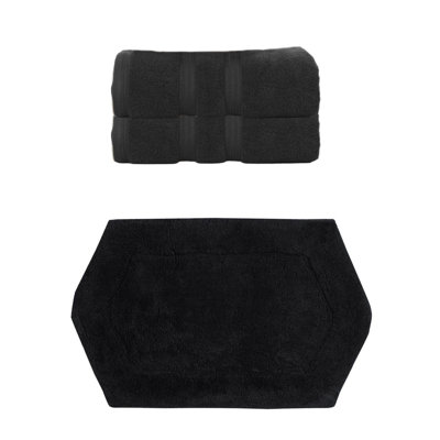 Ensemble de serviettes de bain 100% coton 2 pièces et tapis de bain 1 pièce Bryd Collection, (ensemble de 3), jaune
