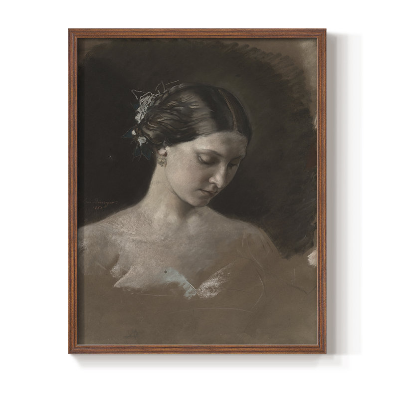 «Vintage Portrait Print», reproduction encadrée XL III - bois massif, H 21 po x l 17 po, Noyer
