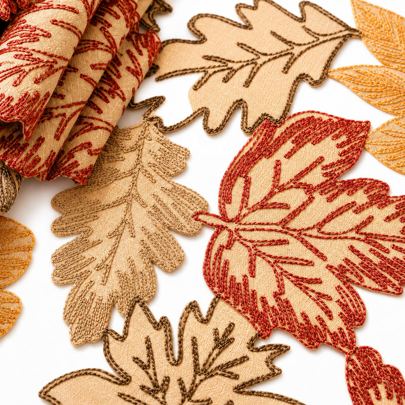 Napperon Autumn Leaves, Beige/Orange