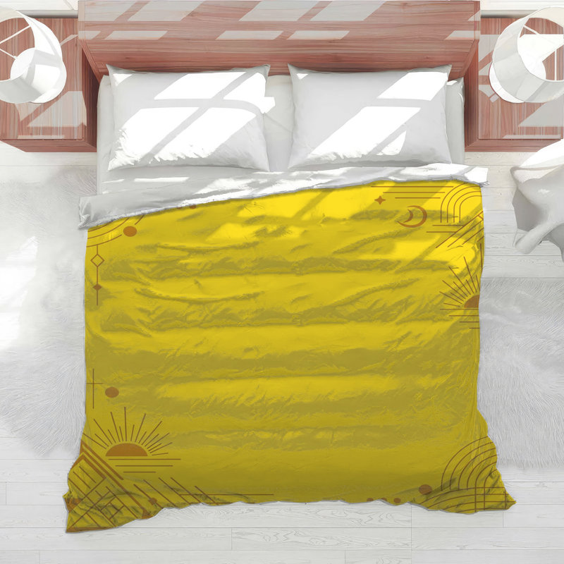 Édredon jaune à motif géométrique Sunburst, Twin Extra Long