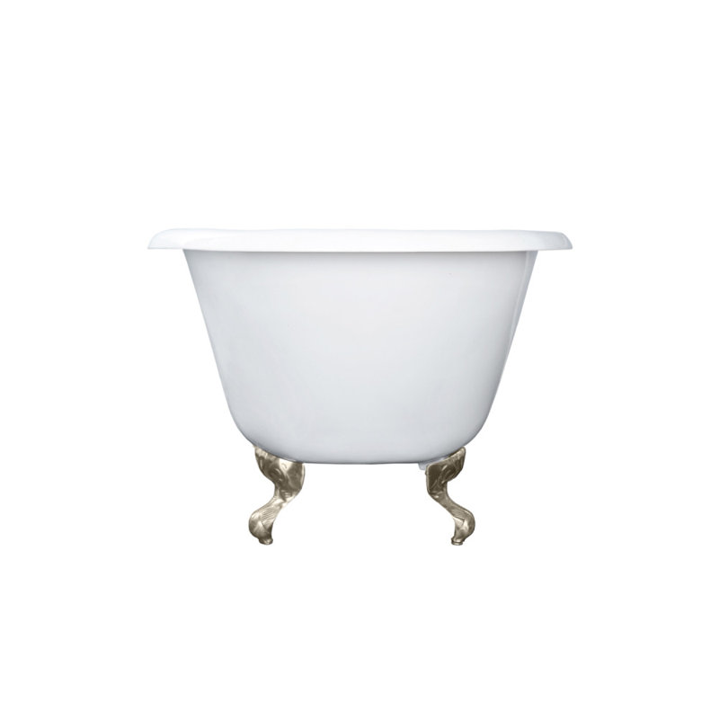 Kingston Brass Aqua Eden 48-Inch Cast Iron D-Shaped Roll Top Clawfoot Tub (3-3/8-Inch Wall Drillings), Brushed Nickel