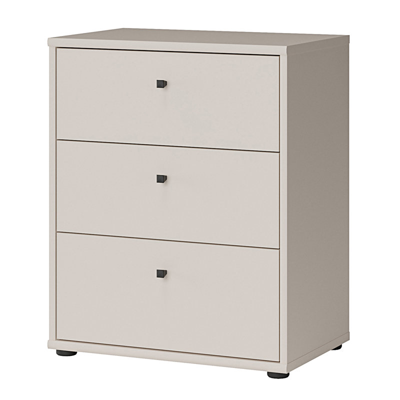 Tekita Modern 3-drawer chest of drawers, small storage cabinet, engineered wood, beige, 54 cm W x 66.3 cm H x 34.8 cm D