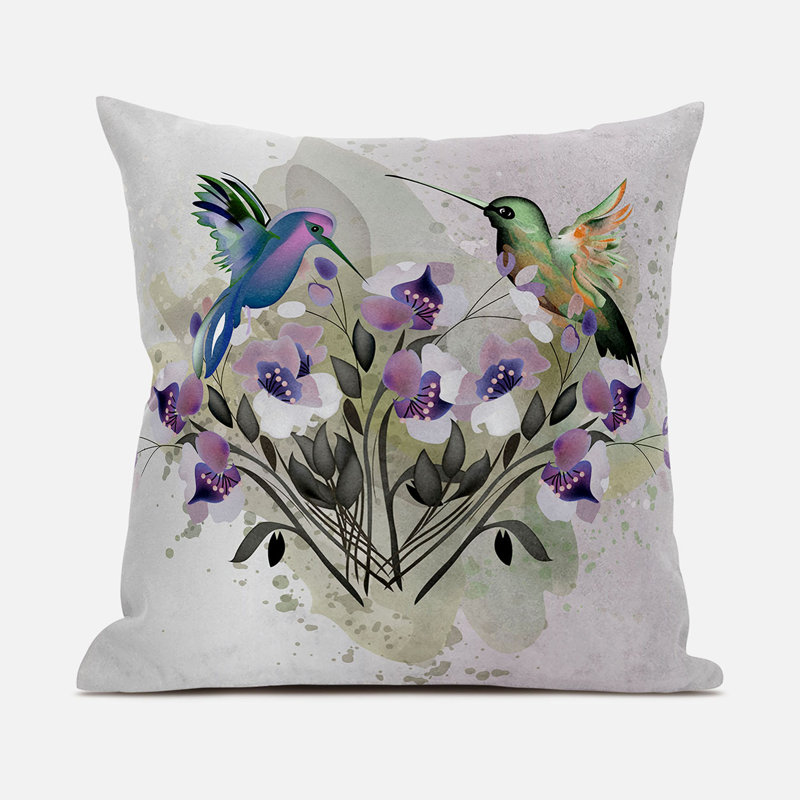 Outdoor Reversible Throw Pillow, 16" x 16", Beige/Purple/Brown
