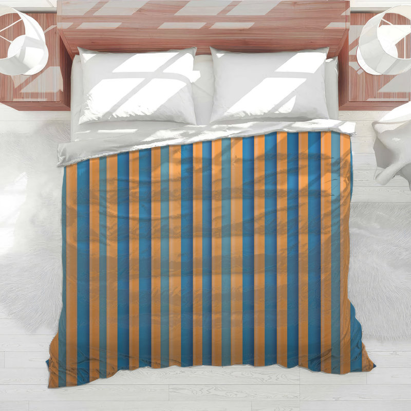 Orange Blue Stripes Comforter, Twin