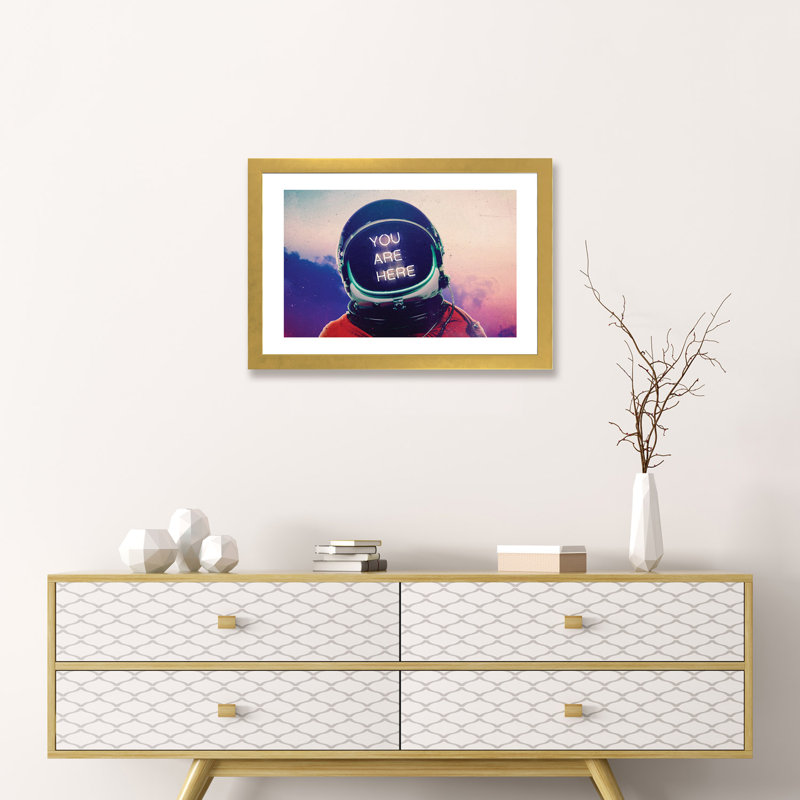 «Where You Are» par Transparent - impression d'art graphique, Papier encadré doré, H 16 po x l 24 po x P 1 po